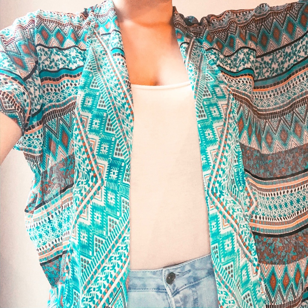 🌟 3 FOR $25 | Teal Aztec Print Shawl